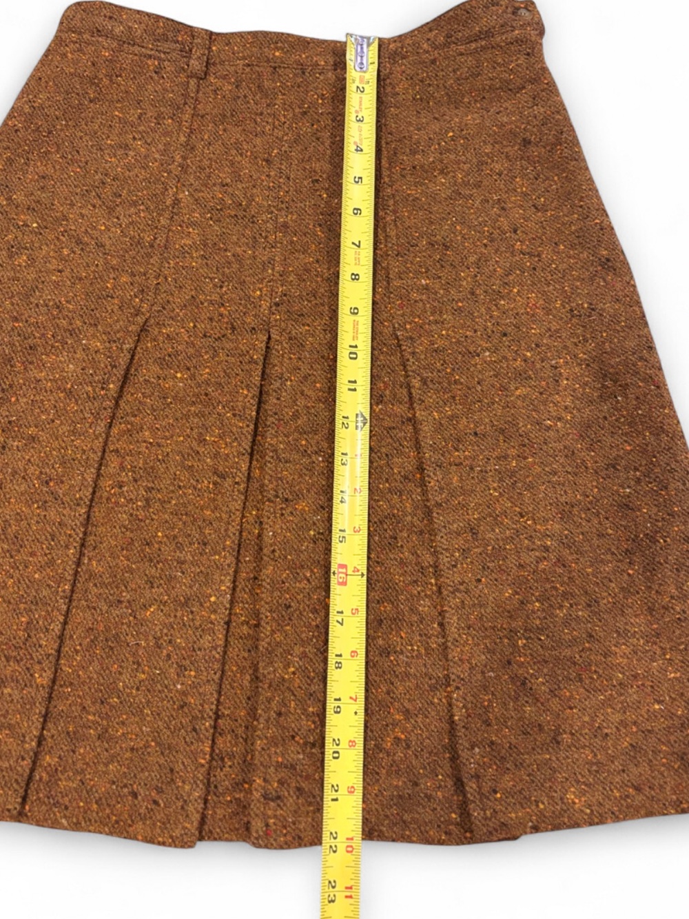 Weekend MaxMara Brown Wool Blend Tweed Pleated A-Line Skirt made in Italy Size 8 - Picture 7 of 9